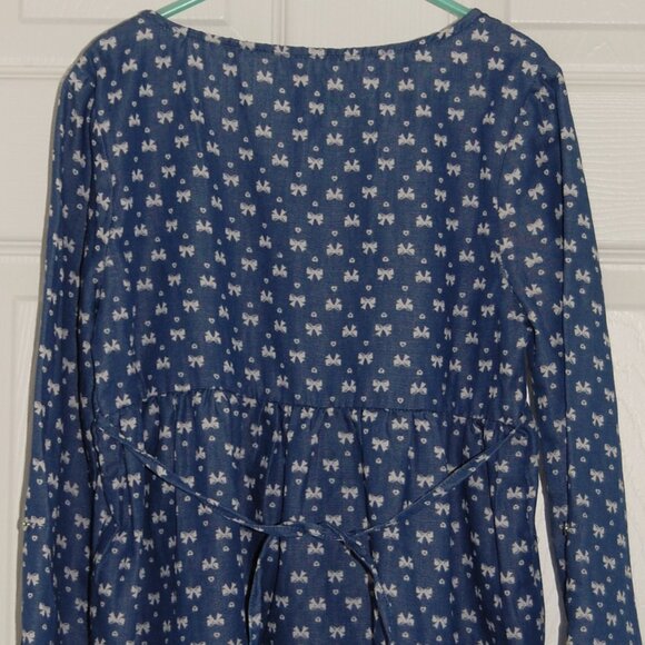 NWOT Beautees Girls Size L, Summer Dress, Blue with White Bowties & Hear… - Picture 10 of 14